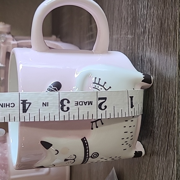 Eccolo Kitchen Ccolo Pink Cat Mug W Kitty Binder Clips Flags Office